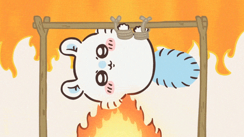 Chiikawa Momonga Set On Fire GIF