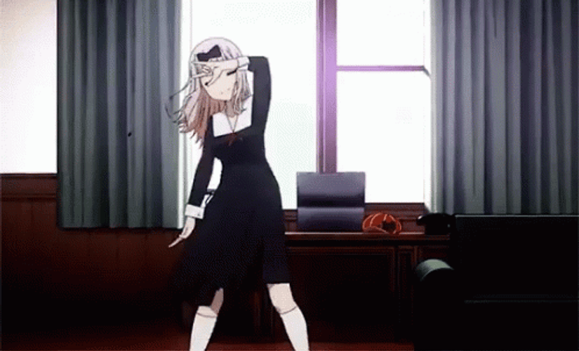 Chika Dance Anime Peace Sign Wink GIF