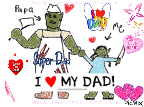 Child Drawing of Man and Girl Saying I Love My Dad