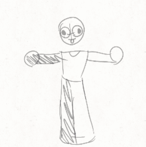 Child Drawing Person With Arms Outstretched