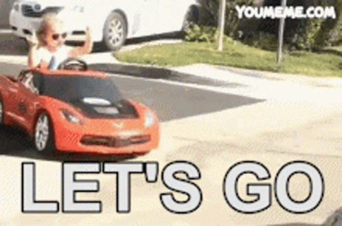 Child Driving Red Car Lets Go GIF