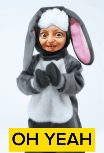 Child in Bunny Costume Saying Oh Yeah