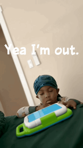 Child Playing With Toy Saying Yea I'm Out