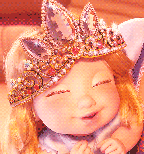 Child Rapunzel With Her Crown GIF