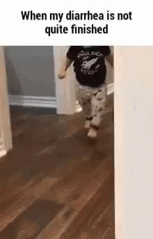 Child Running in Hallway with Water Bottle