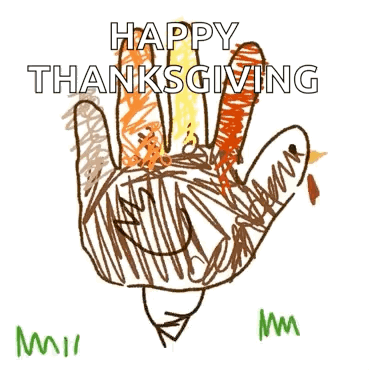 Child's Turkey Hand Drawing Happy Thanksgiving