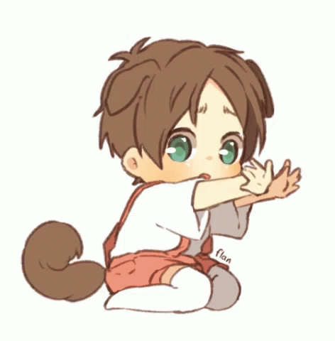 Child With Dog Tail And Name Flan GIF