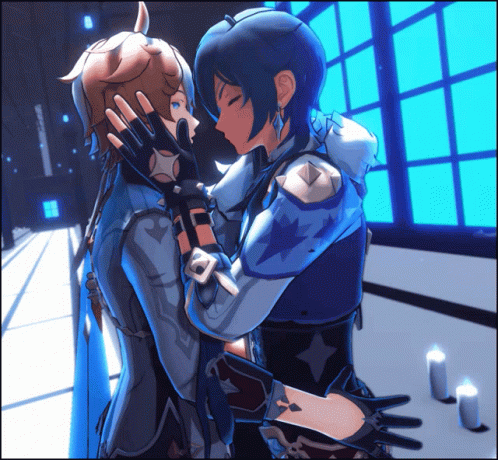Childe And Lumine Kissing Genshin Impact GIF