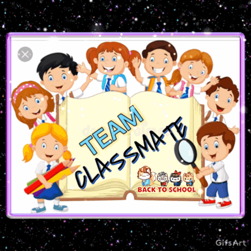 Children Standing Around Team Classmate Book