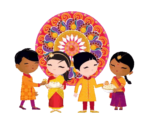 Children Standing in Front of Circular Design