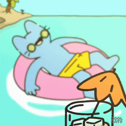 Chilling Blue Cat Floating In Pool GIF