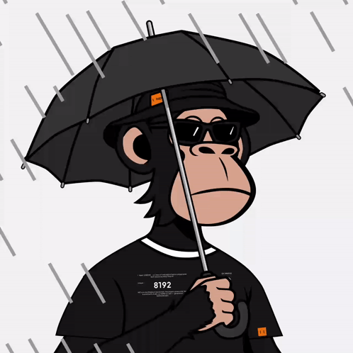 Chimpanzee Wearing Sunglasses Holding Umbrella 8192