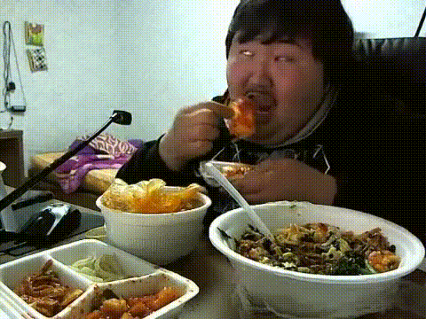 Chinese Guy Mukbang Eat Food Swallow GIF