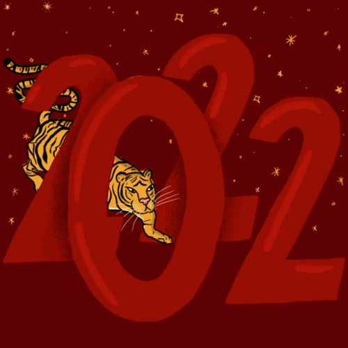 Chinese New Year 2022 Cartoon Tiger Hopping GIF