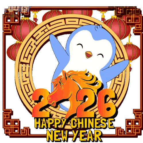 Chinese New Year Poster With Penguin and Horse