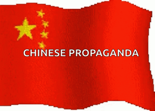 Chinese Propaganda Flag with Red and Yellow