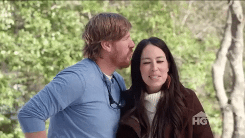 Chip Kissing Joanna Gaines On Head GIF