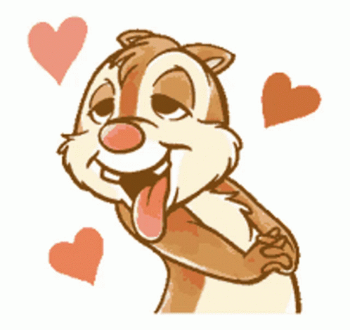 Chipmunk With Tongue Out and Hearts Around
