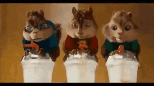 Chipmunks Drinking Milkshakes With Straws GIF