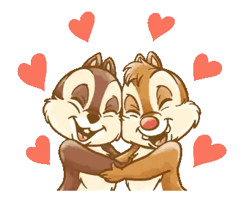 Chipmunks Hugging With Hearts