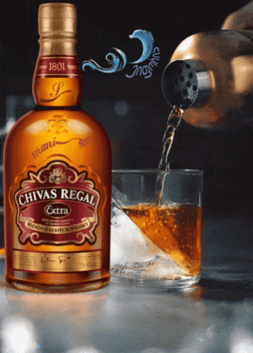Chivas Regal Blended Scotch Whisky Poured Into Glass GIF