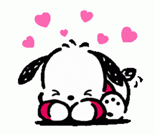 Chococat Pochacco Head Turning Red With Hearts GIF