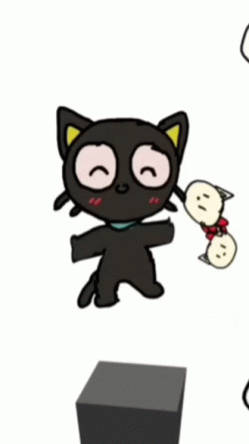 Chococat Pochi With Flying Multiple Hello Kitty Head GIF