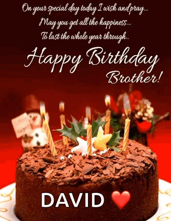 Chocolate Birthday Cake With Candles and Name David