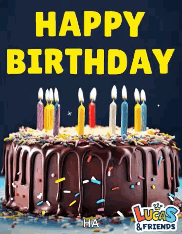 Chocolate Birthday Cake With Candles and Sprinkles Happy Birthday