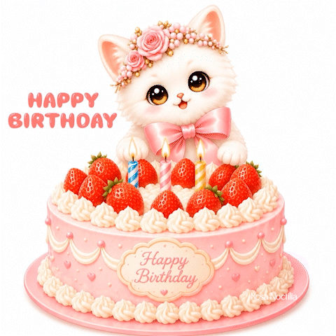 Chocolate Birthday Cake With Candles and Sprinkles Saying Happy Birthday