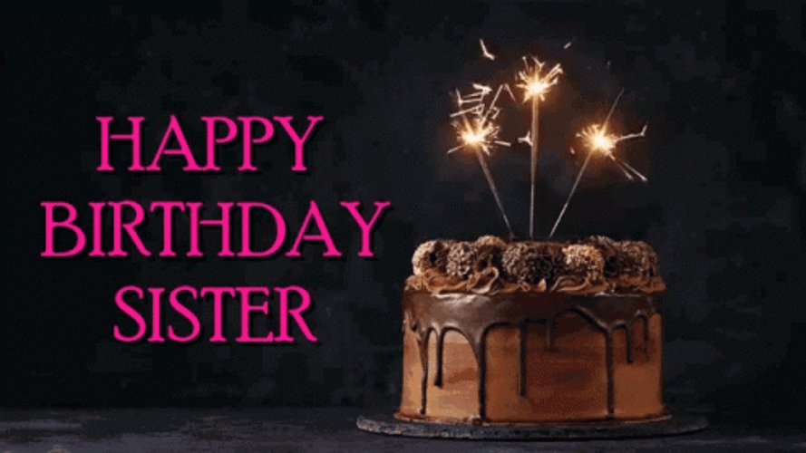 Chocolate Cake Happy Birthday Sis GIF