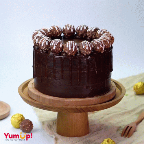 Chocolate Cake on Wooden Stand
