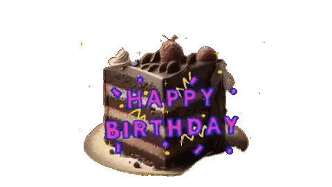 Chocolate Cake Slice With Happy Birthday
