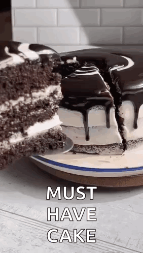 Chocolate Cake With Slice and Must Have Cake