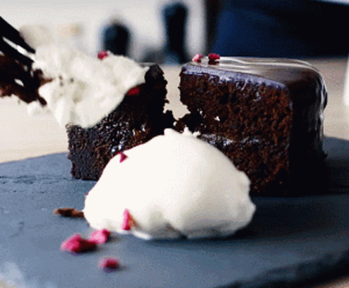 Chocolate Cake With Whipped Cream GIF