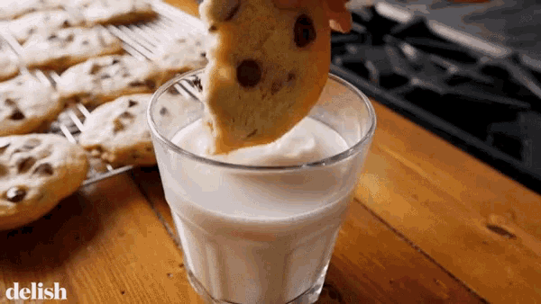 Chocolate Chips Cookies And Milk GIF
