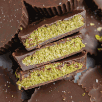 Chocolate Peanut Butter Cups with Green Filling
