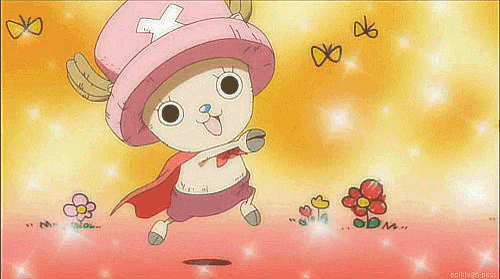 Chopper Walking On A Flower Field GIF