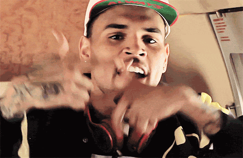 Chris Brown With Headphones Rapping GIF