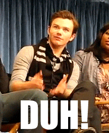 Chris Colfer Duhh Hands Motion GIF