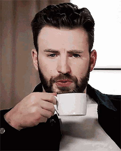 Chris Evans Drinking Coffee GIF
