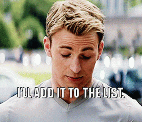 Chris Evans I'll Add It To The List Checklist GIF