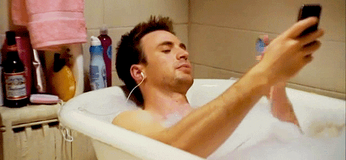 Chris Evans Selfie During Bubble Bath Time GIF