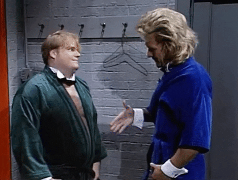 Chris Farley Double Hand Shake GIF