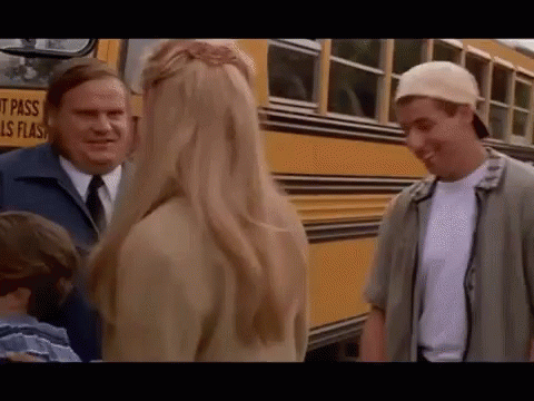 Chris Farley Stopping Billy Madison From Entering Bus GIF