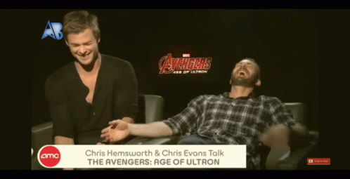 Chris Hemsworth And Chris Evans Talk About Avengers Age Of Ultron GIF