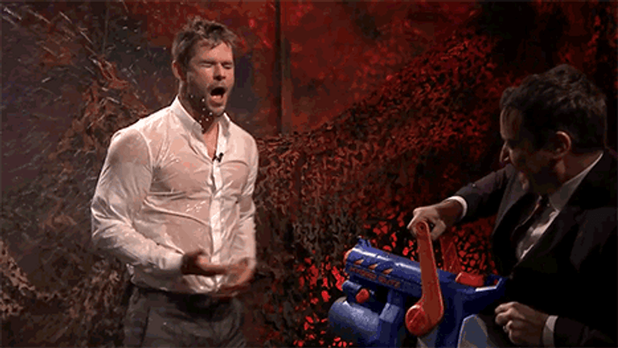 Chris Hemsworth Shows Off Wet Tshirt GIF