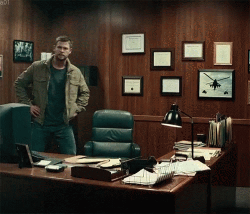 Chris Hemsworth Throwing Computer Laptop By Kicking GIF