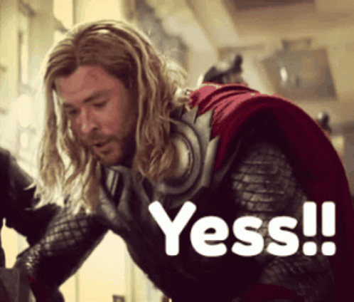 Chris Hemsworth Yessss While Holding Hammer GIF