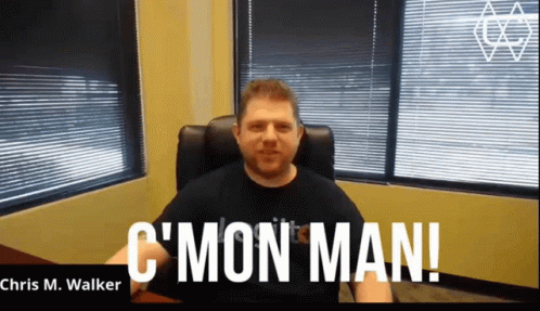Chris M. Walker Is Sitting In A Chair In Front Of A Window And Says C Mon Man GIF